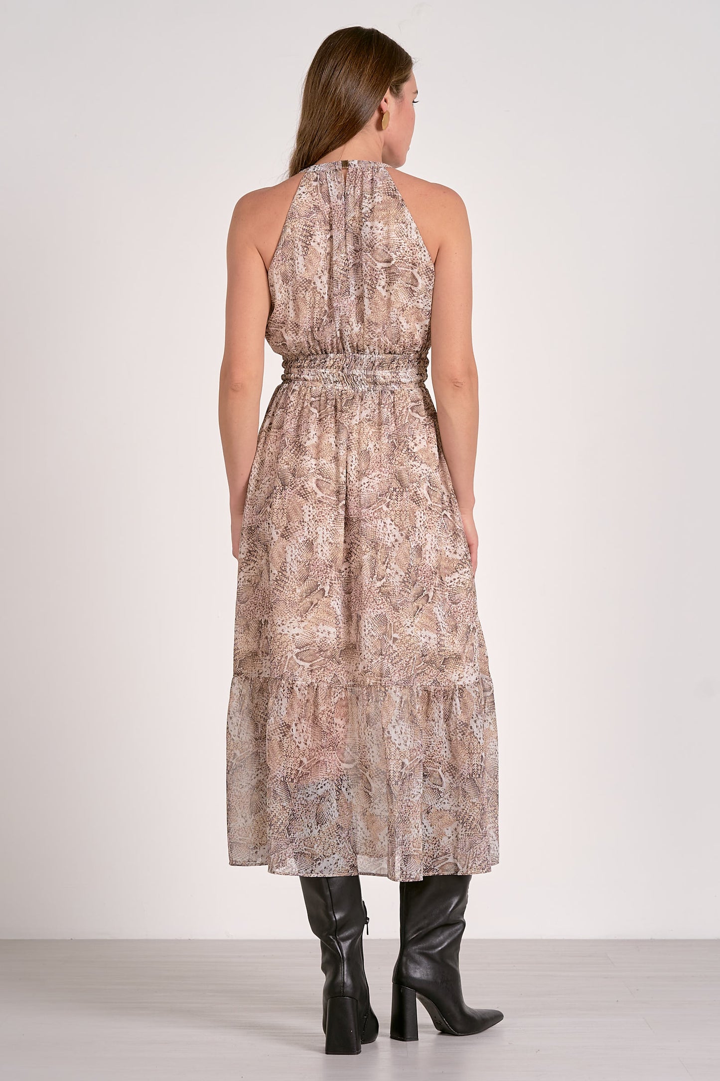 NATURAL SNAKE MIDI DRESS