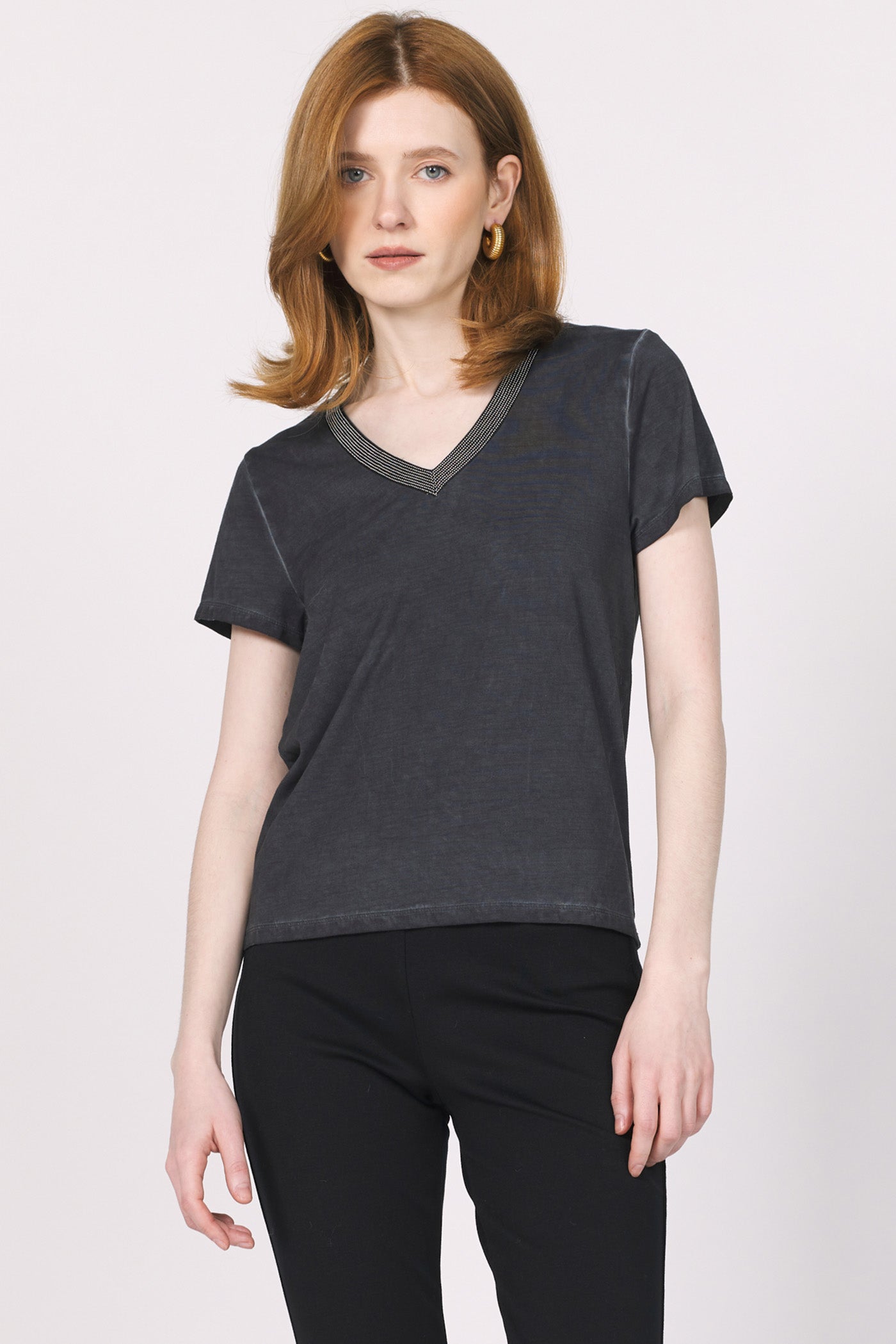 RAMONA SILVER V-NECK TEE