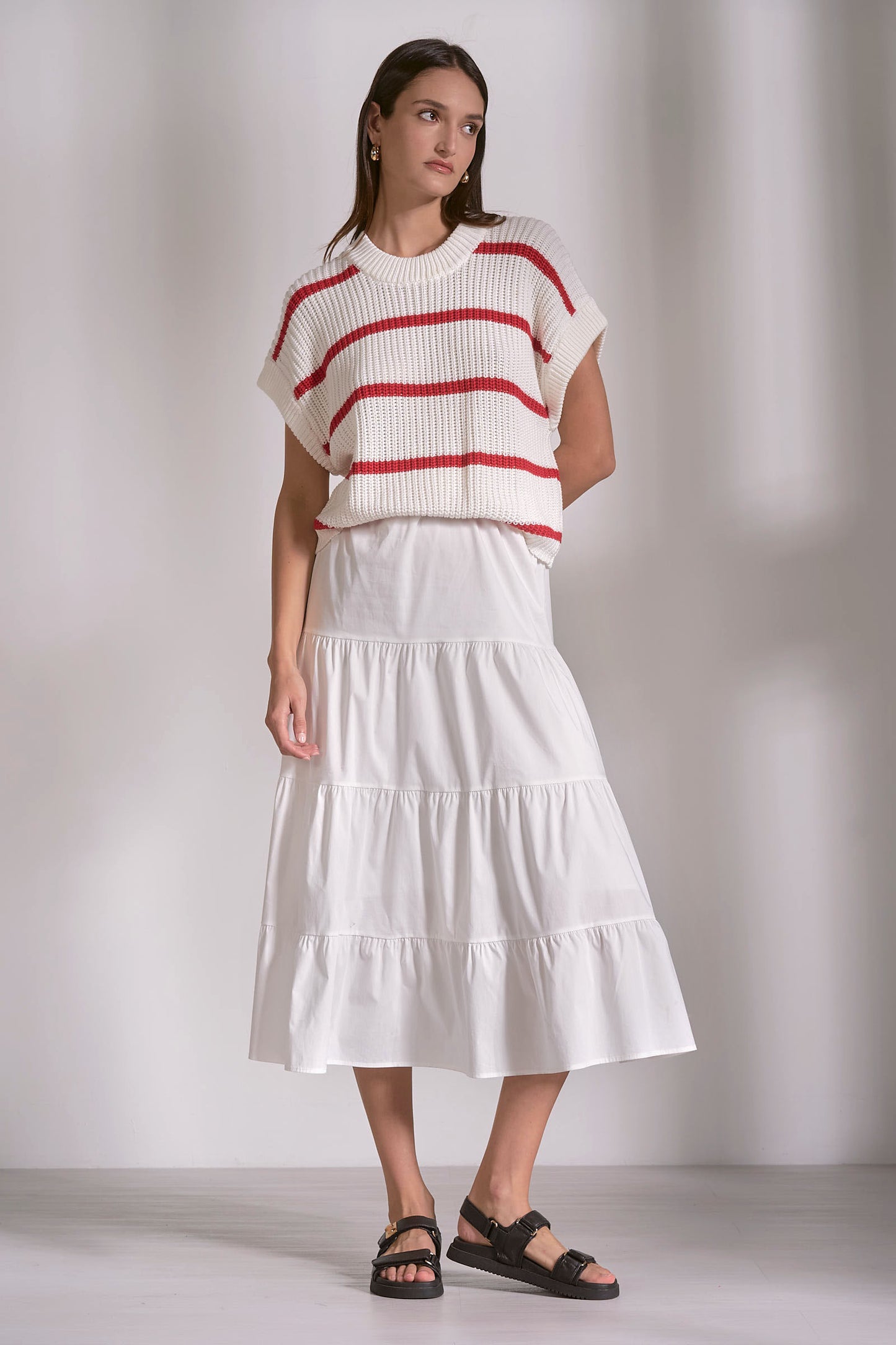 RED STRIPED SWEATER DRESS