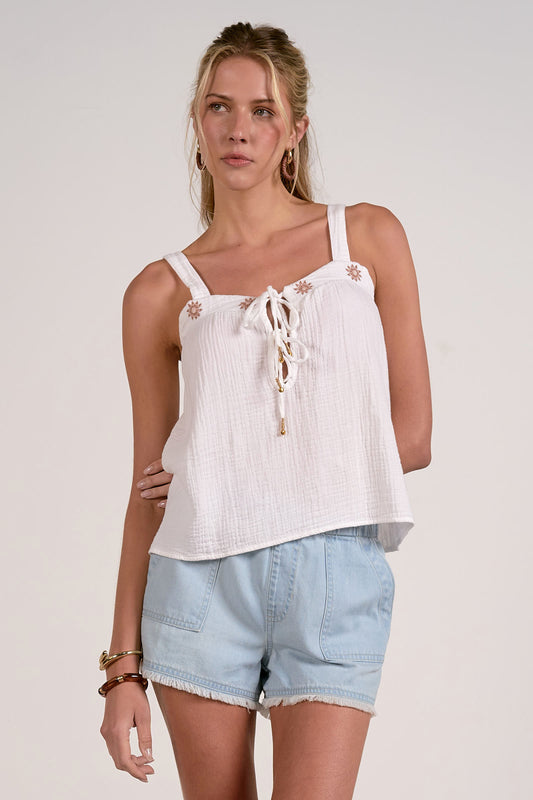FLOWER TRIM TANK TOP