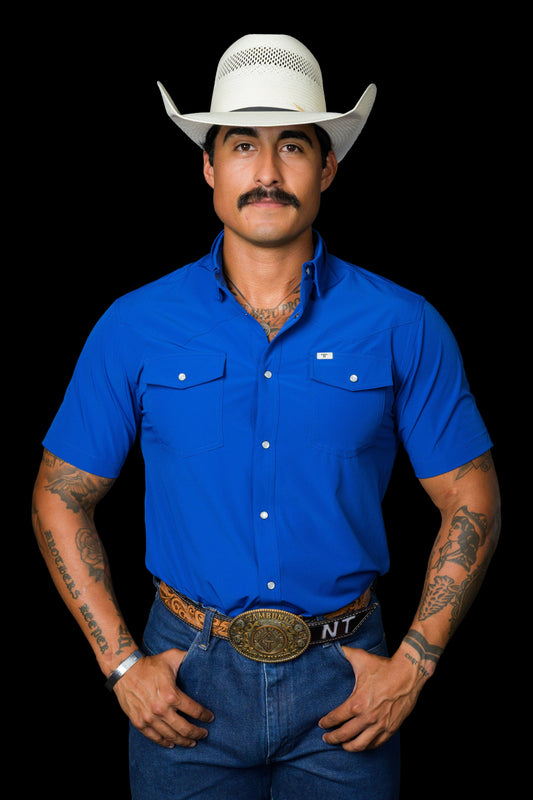 COBALT SHORT SLEEVE PEARL SNAP SHIRT